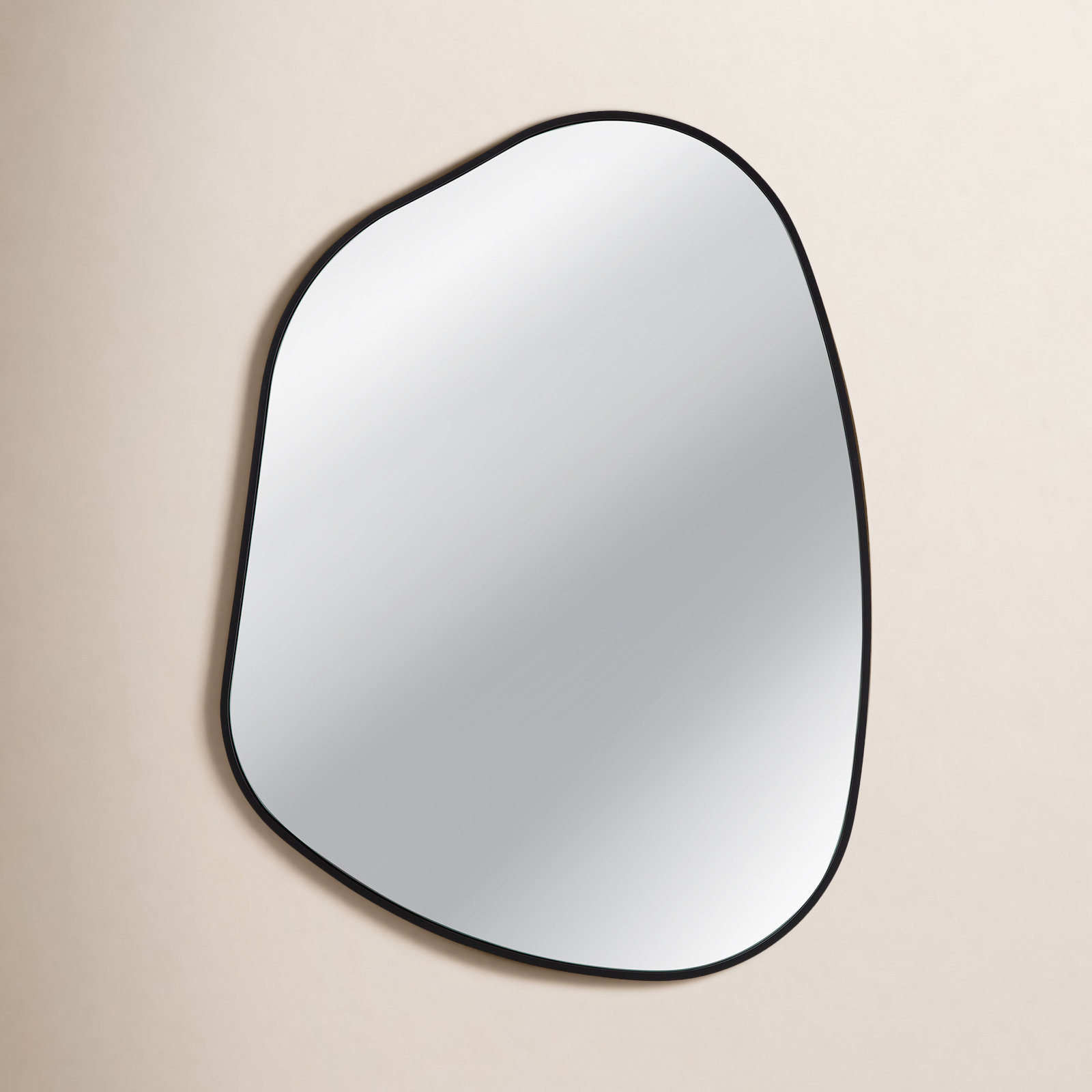 Solid Wood Asymmetrical Wall Mirror, Black