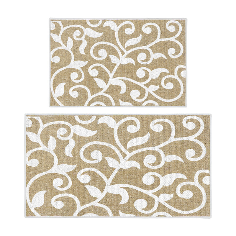 Tapis de cuisine 2 pièces Devkaran, Beige