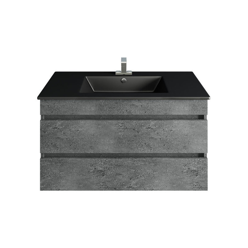 Meuble-lavabo simple suspendu 36 po avec comptoir en pierre Towne, Noir