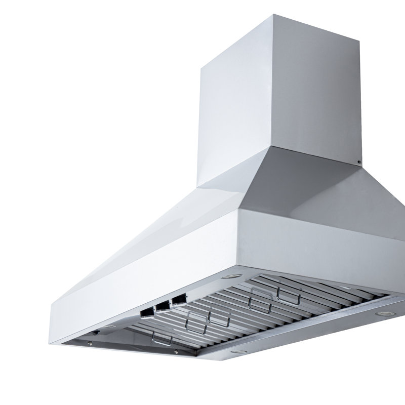 Hotte murale PROLINE de 48 pouces, CFM 1200, acier inoxydable, lumières halogènes à intensité variable, moteur de soufflage ULTRA-SILENCIEUX, 4 vitesses, garantie de 3 ans, PLJW 104,48, hotte de cuisine