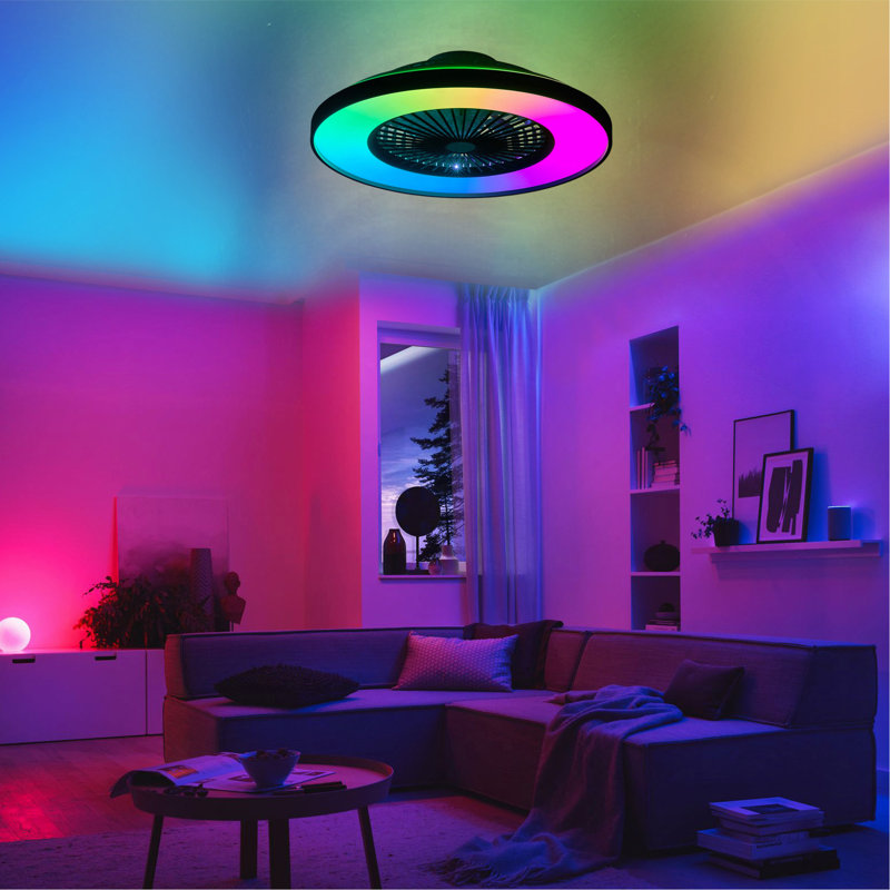 Ventilateur de chambre à coucher 23 po avec télécommande, à intensité variable, 8 pales, moteur CC réversible, avec lumière DEL