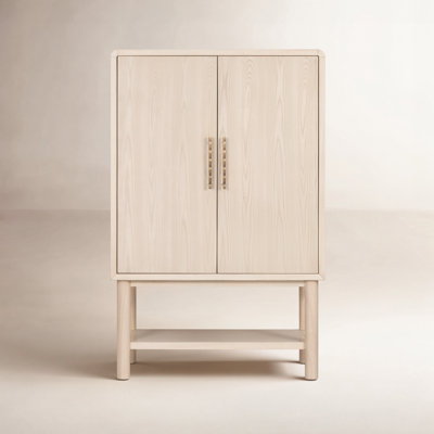 2-Door Ash Wood Bar Cabinet