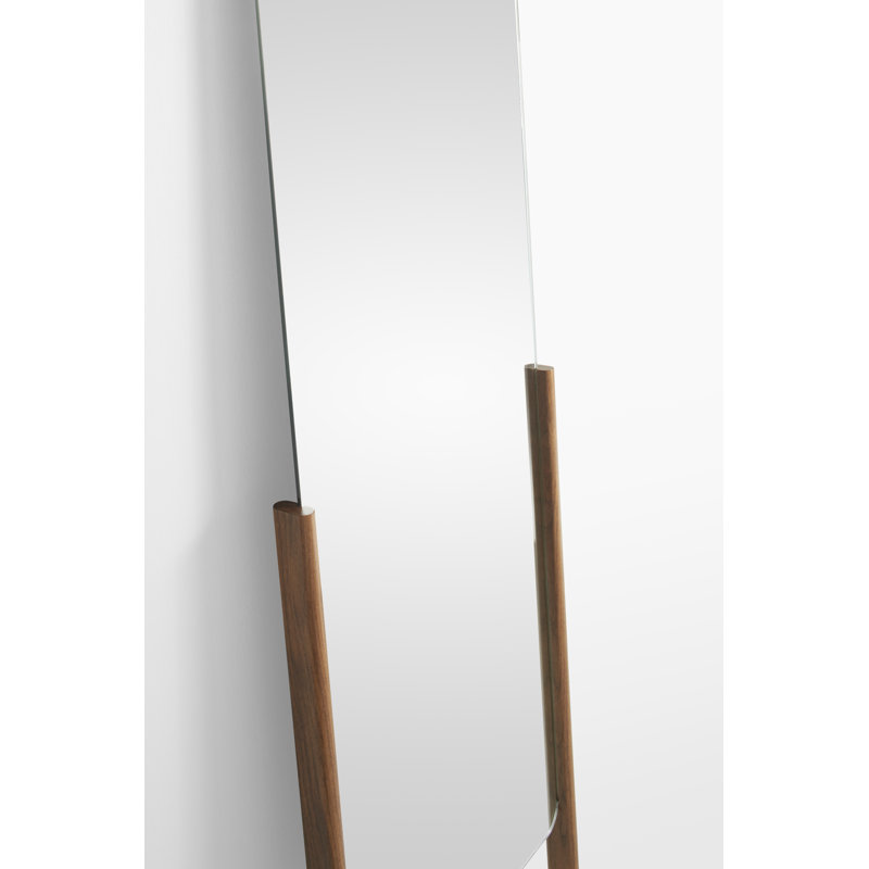 TDH Flat Solid Wood Beveled Mirror, Walnut