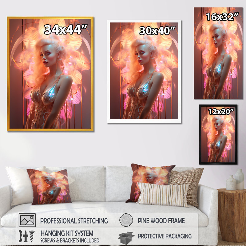 «Subtle Sensuality Pink Cabaret Dancer» sur toile, Cadre flottant blanc, H 32 po x l 24 po