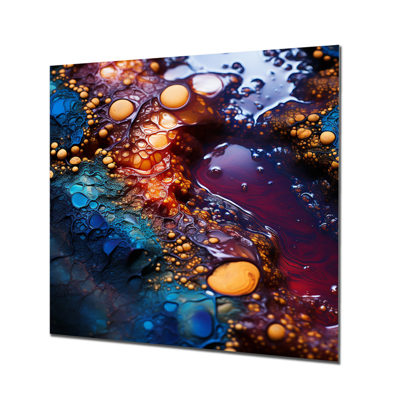 Or et cristal bleu pierre noyau III - pierre géode métal Art mural, H 16 po x l 16 po