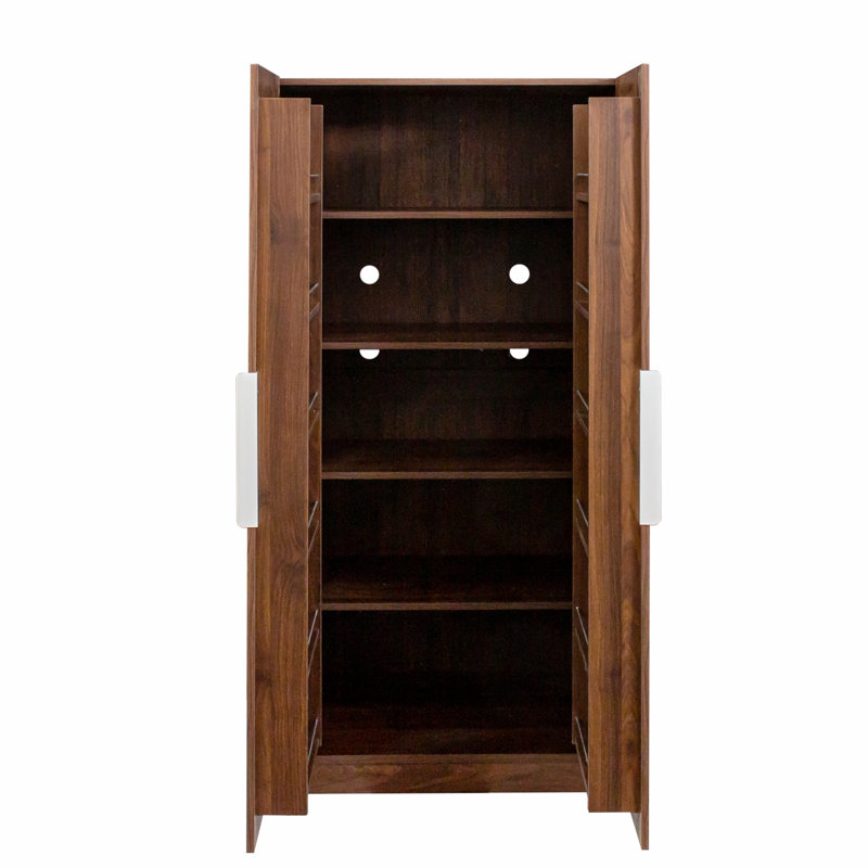Wood Storage Freestanding Buffet Cabinet with Doors and Shelves, Walnut