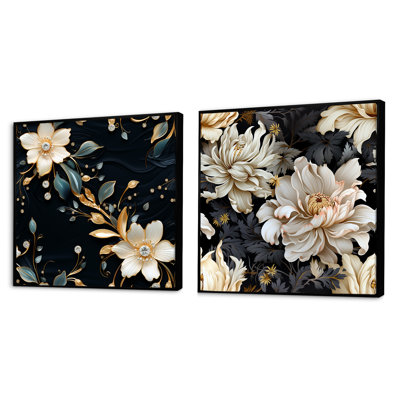 Grace - ensemble de 2 collages carrés botaniques abstraits