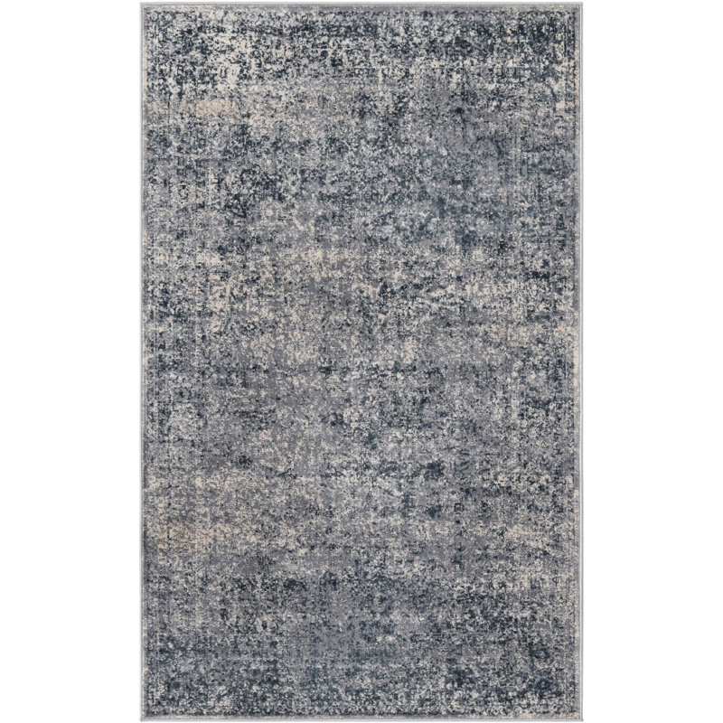 Tapis oriental bleu et gris Lanett, Rectangle 3 pi 1 po x 5 pi 3 po