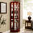 Cargile Adjustable Tempered Shelves Curio Cabinet With And Mirror In Cherry 6-Shelf Glass Side Mirrored Back-121148366