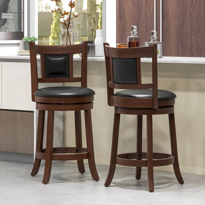 Acelee Swivel Upholstered Counter Stool with Solid Wood Frame