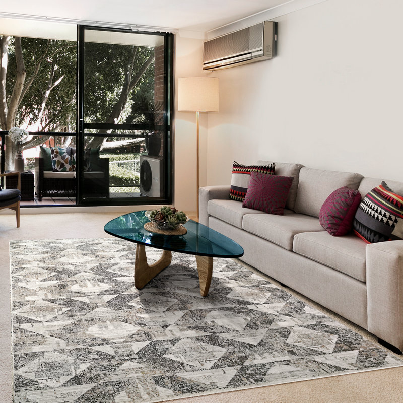 Tapis beige Geometric, Rectangle 7 pi 10 po x 10 pi 10 po