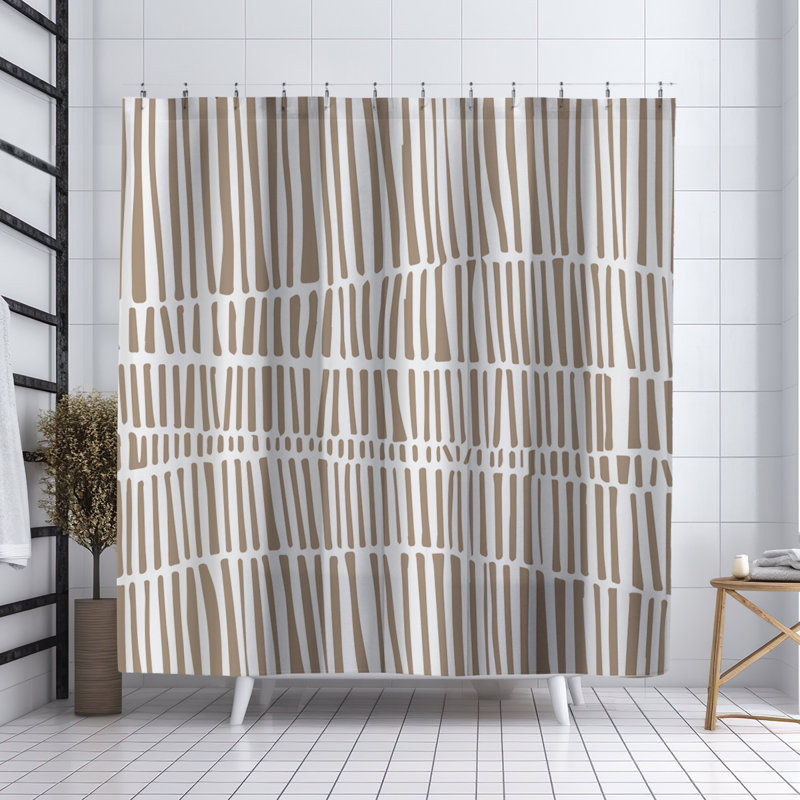 Hibo Abstract Shower Curtain, Beige