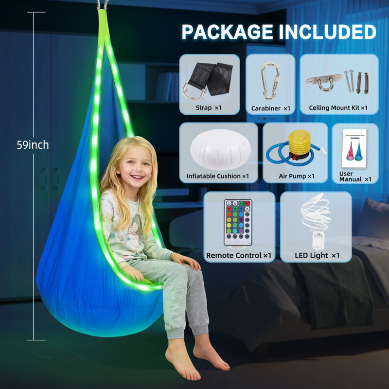 Balancelle pour enfants avec coussin gonflable confortable avec coussin gonflable pour enfants, parfaite pour une utilisation intérieure et extérieure