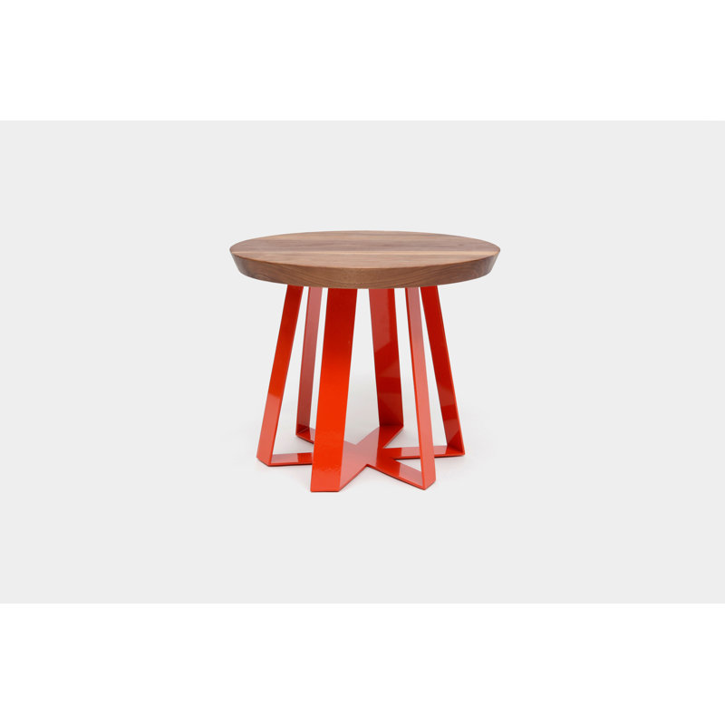 ARS Solid Wood Top End Table, Walnut, Orange