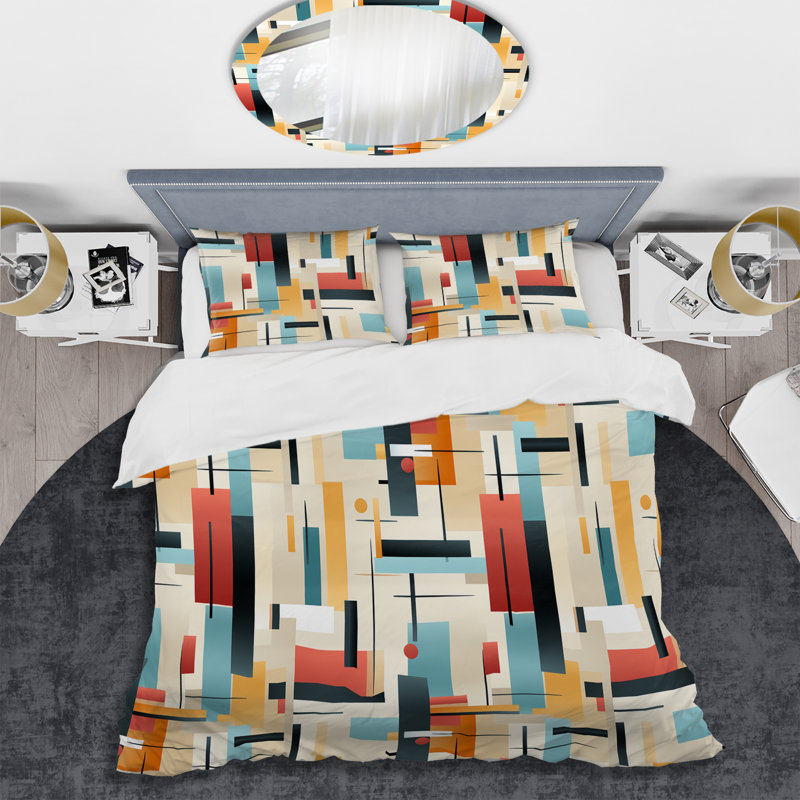 Ensemble de housse de couette géométrique Urban Simplicity II - microfibre de polyester