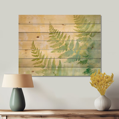 Feuilles tropicales, forêt tropicale I - fougères, art mural en bois sur bois de pin naturel