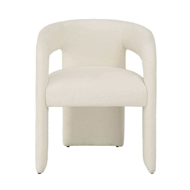 Upholstered Armchair, White Melangevelvet