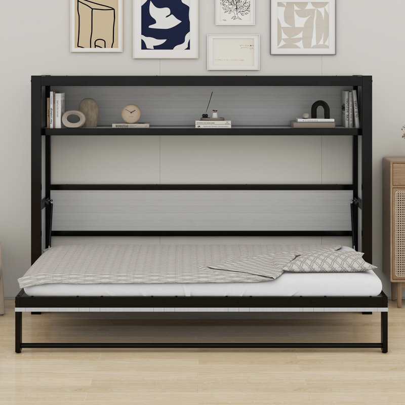 Lit escamotable avec tablettes Murphy, Gris