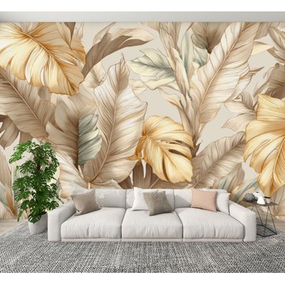 Papiers peints adhésifs biologiques feuilles de bohème Monstera de Fougère biologique H 100 po x l 144 po papier mural amovible en PVC auto-adhésif pour chambre à coucher, bureau à domicile