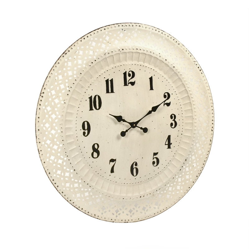 Antique Off-White Iron Cutout Wall Clock