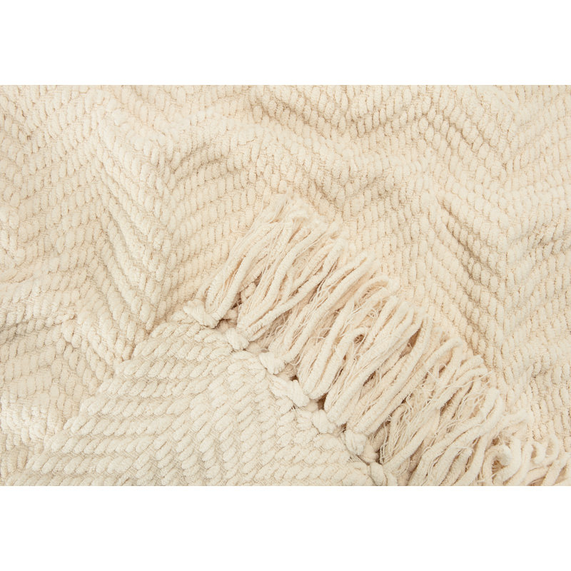 Jeté tricoté texturé , Fumé blanche, l 65 po x L 50