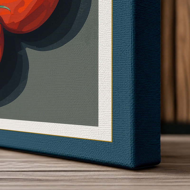Tomato Study Modern - Wrapped Canvas, 18x12 - 45.7 x 30.5 cm, Teal Border