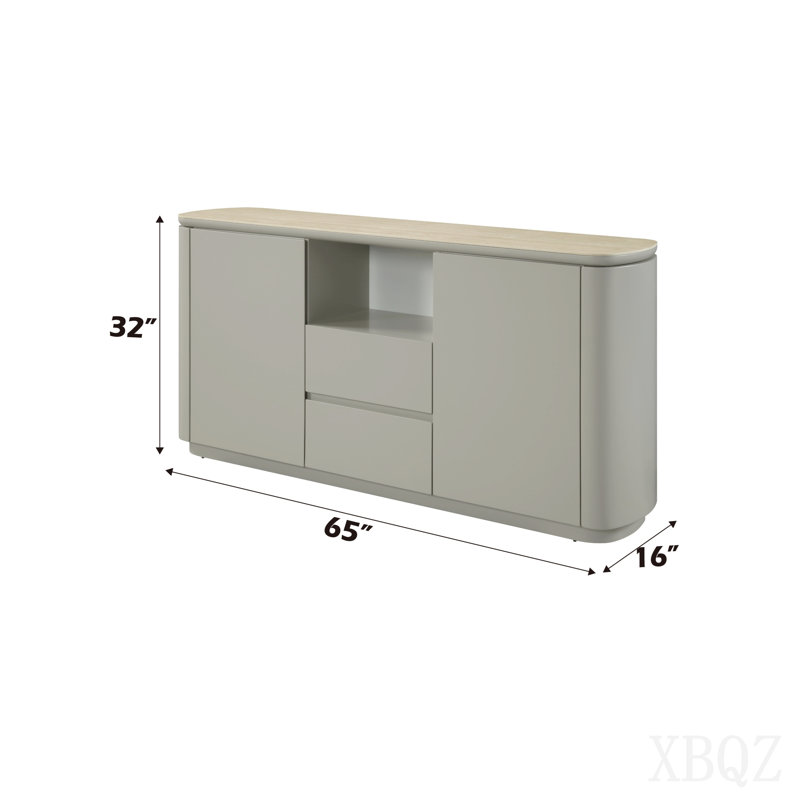 Ceramic Top & Light Gray Finish Server