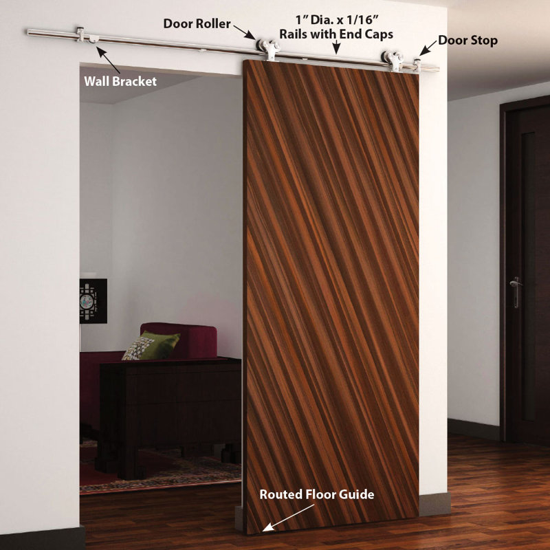 Solid Steel Sliding Barn Door Hardware Kit, 80-inch