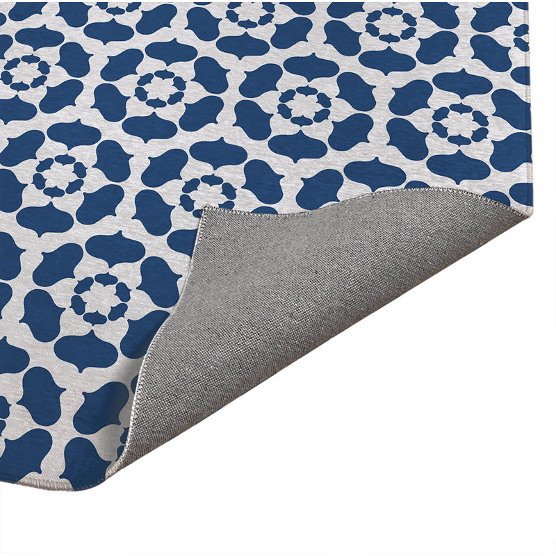 Tapis de cuisine Cleo, Bleu, Rectangulaire 2 pi x 3 pi