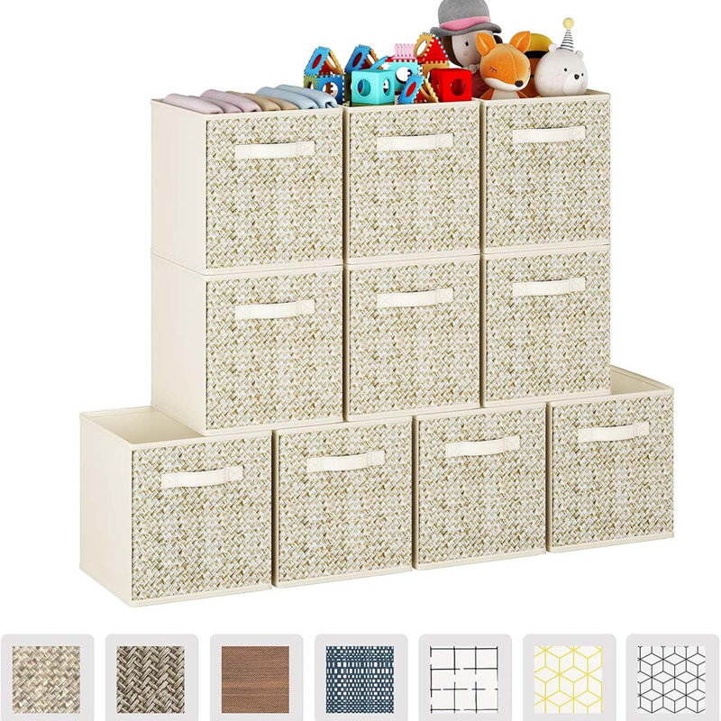 Wisdom Star 10 Pack Fabric Storage Cubes With Handle, Foldable 13X13 Inch Large Cube Storage Bins, Storage Baskets For Shelves, Storage Boxes For Organizing Closet Bins