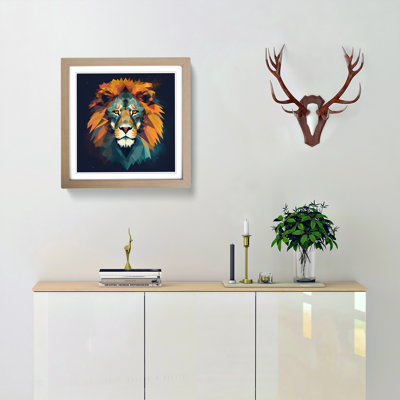 Lion Geometric - Framed Print
