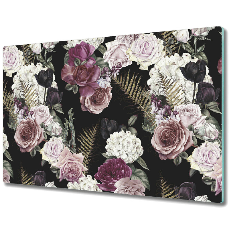 Mccarver Tempered Glass Roses Chopping Board, 52cm x 60cm