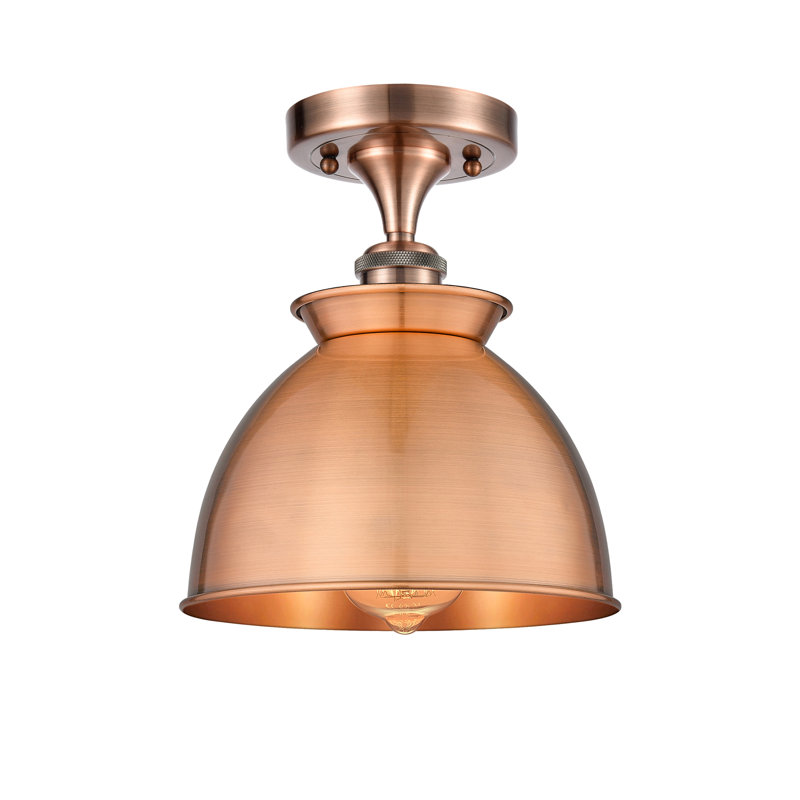 Erastus Semi Flush Mount, Antique Copper, No Bulb Included, Antique Copper