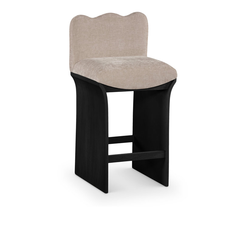 Tabouret de comptoir Shaw Cassady, Noir, Tissu chenille beige