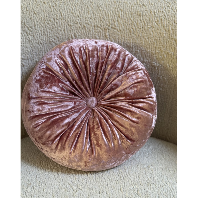  Therese Tufted Round Throw Pillow, 12'' H X 12'' W, Rose Taupe
