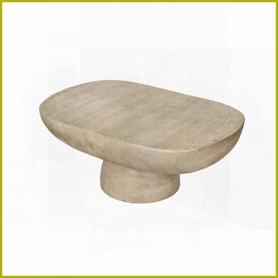 Table basse ovale crème et moderne pour le salon, 36 x 24 x 15 po, convient à tous les styles de décoration