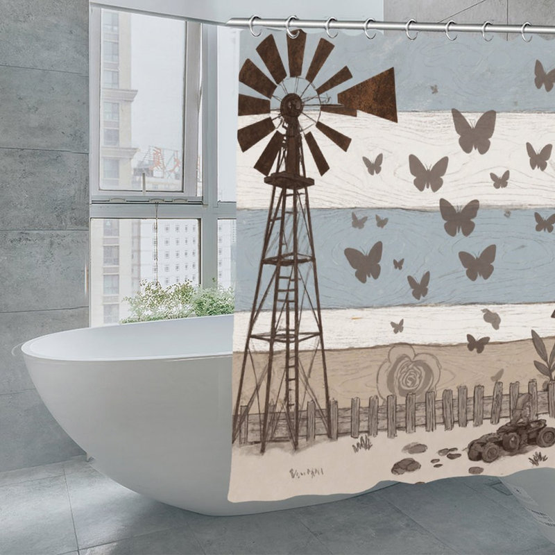 Rideaux de douche Rustic Windmill Butterfly, 71 x 71