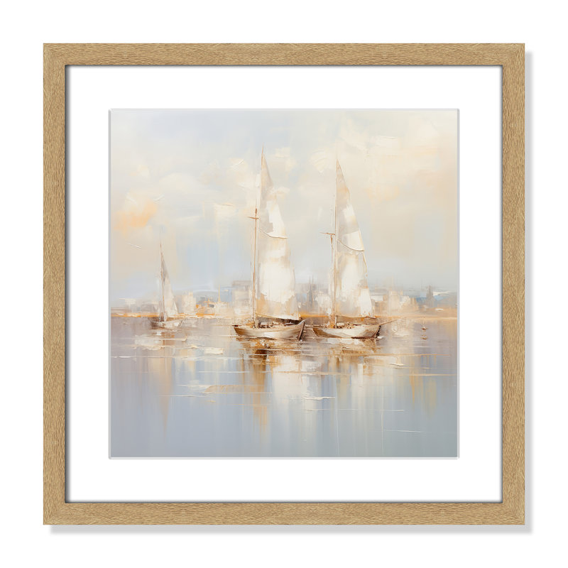 Impression de bateaux dorés II par Lazar Studio, 17'' W x 17'' H, Matted Print, Natural