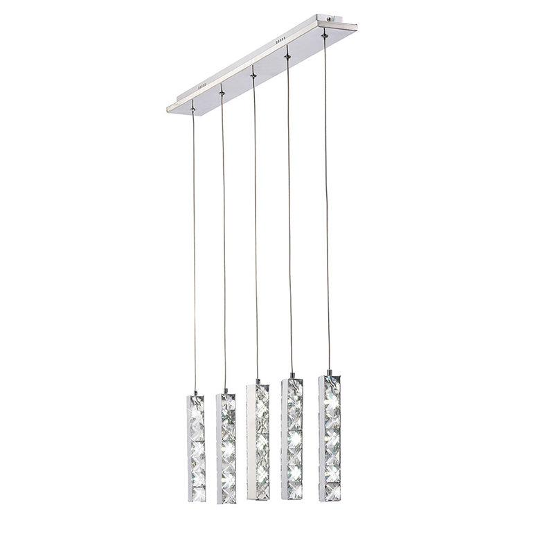 5 - Light LED Kitchen Island Pendant, Silver