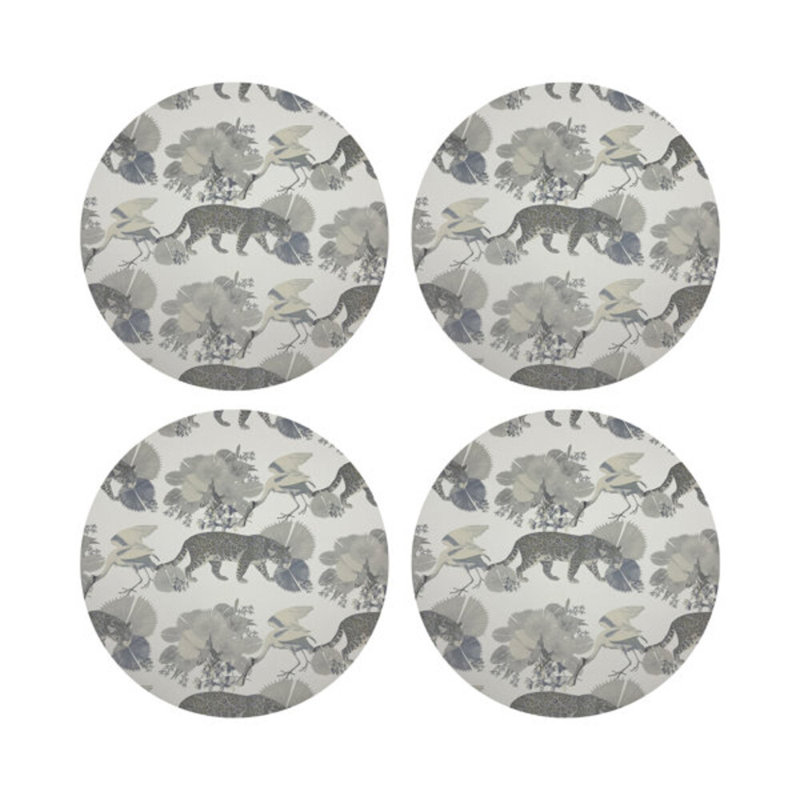 Leopard Walk Pebble 16" Vinyl Placemat, Cameo