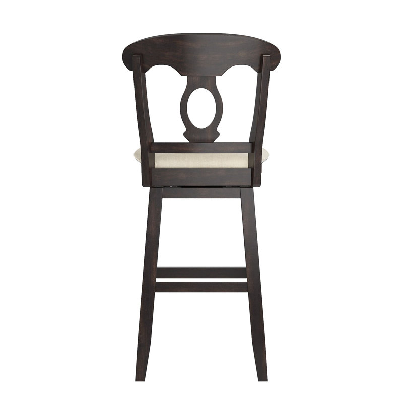 Tabouret de comptoir pivotant rembourré Marcotte, Noir antique, Tabouret de bar (siège d'une hauteur de 30,59 po)