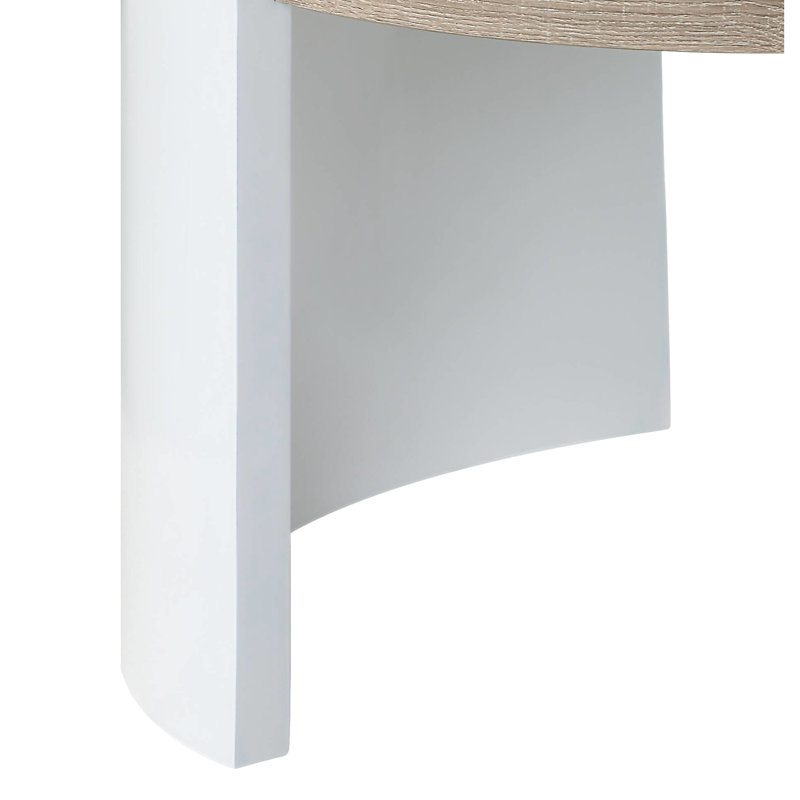 Table basse élégante et pratique en chêne blanc lustré avec base à 1 tiroir