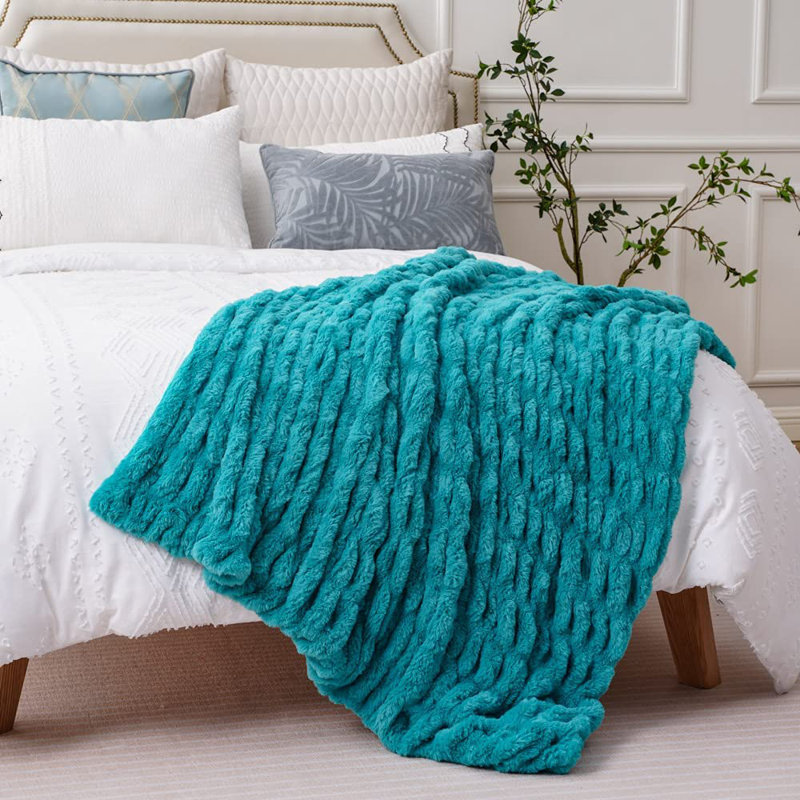 Hand Woven Throw Blanket, Teal