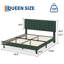 Base de lit tapissier grand format en velours avec tête de lit à hauteur réglable, support de lattes en bois, sommier non requis, assemblage facile, vert-132968292