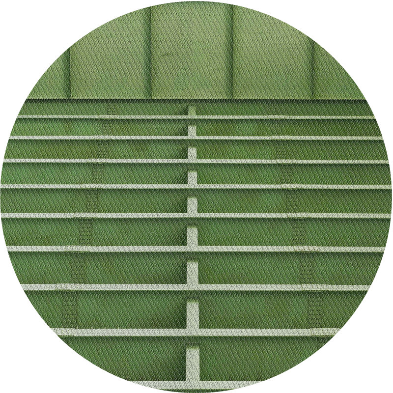Tapis à motif géométrique vert, Rond 7 pi