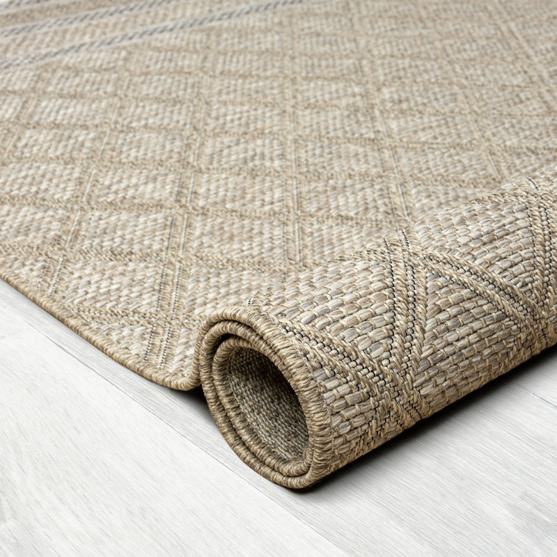 Union Rustic Harril Flatweave Faux Jute Tan/Natural Indoor/Outdoor Rug ...