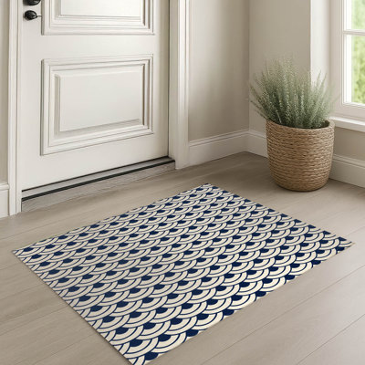 Traditional Japanese Wave Ultra Thin Lightweight Non-Slip Indoor Doormat