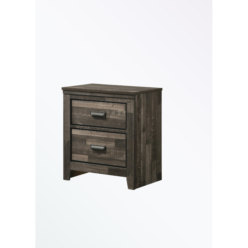 Nightstand with Two Storage Drawers, Brown