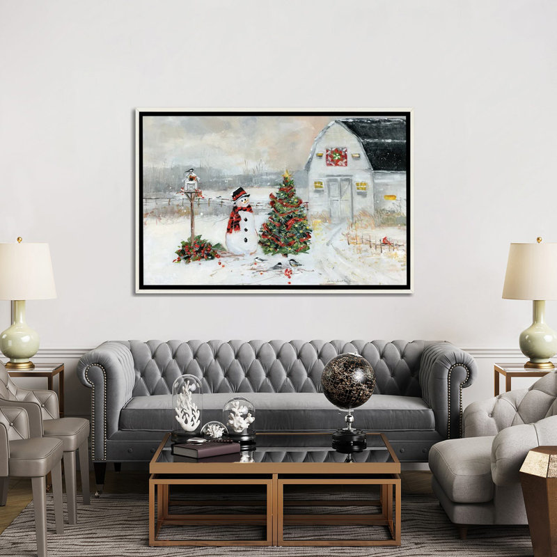 Christmas Country - reproduction d'art murale - toile encadrée, Blanc patiné, H 40 po x l 60 po