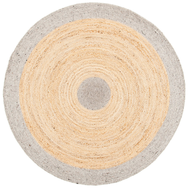 Tapis en jute / laine / coton tissé à la main Manning, Rond 4 pi